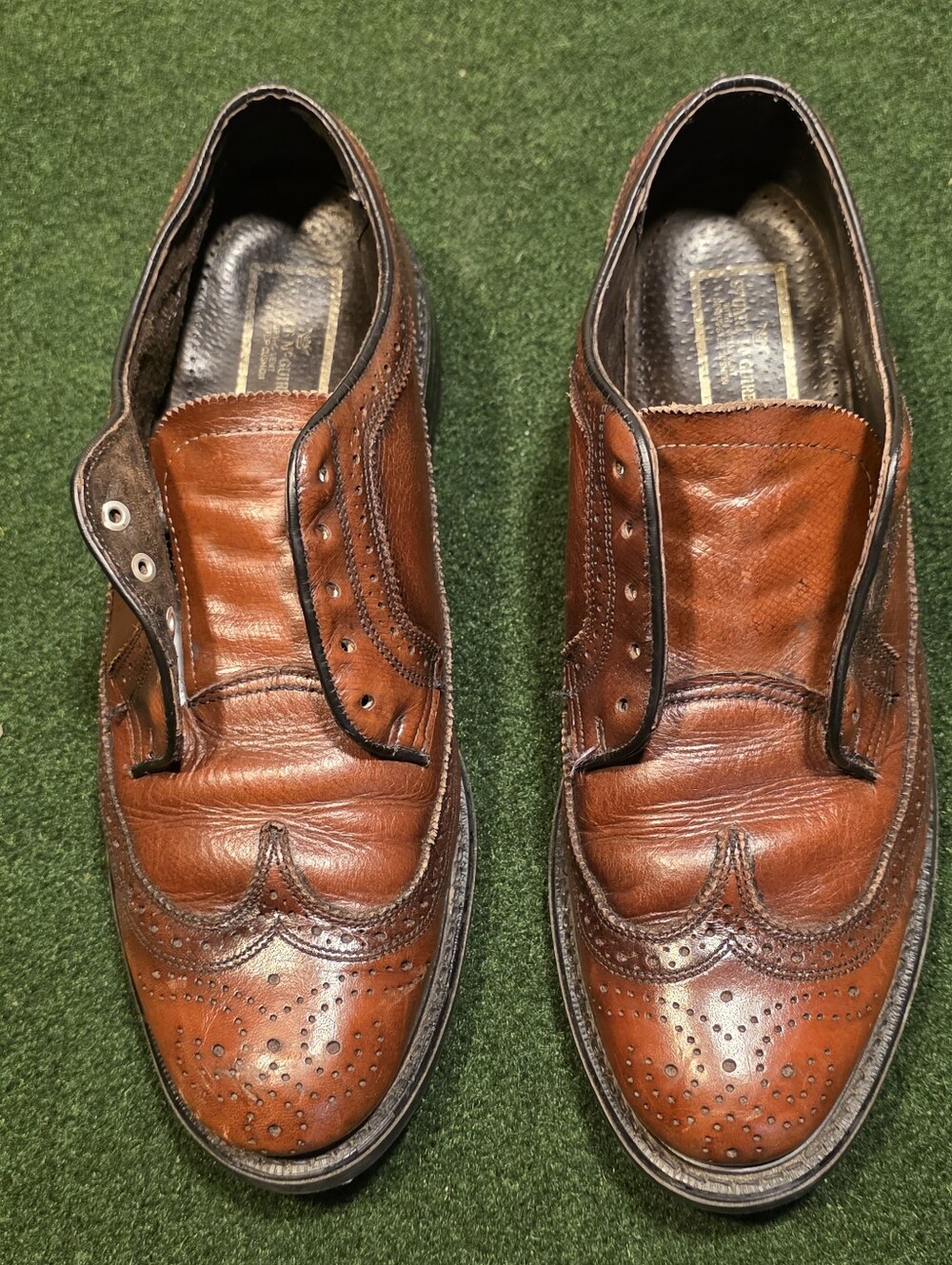 Stuart McGuire Brown Leather Longwing Wingtip Brogue Dress Shoes